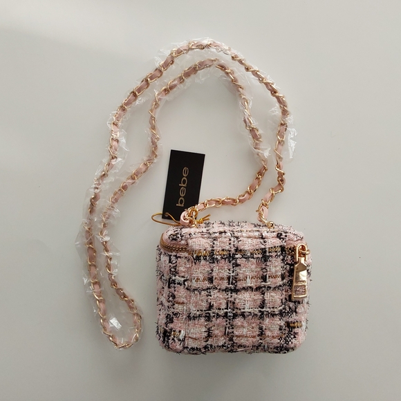 NWT Bebe Pink Tweed Crossbody Bag - Picture 5 of 8